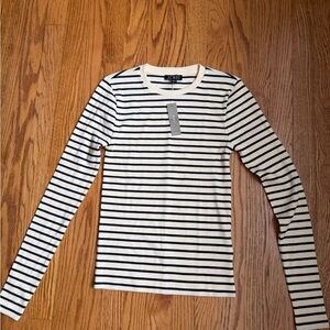 J. Crew Navy and Cream Striped Long Sleeve Top